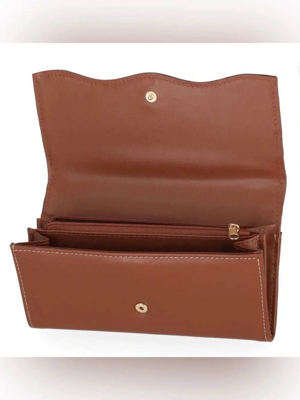 Free Assembly Avery Cut Out Clutch Wallet Cognac Brown Cream NWT